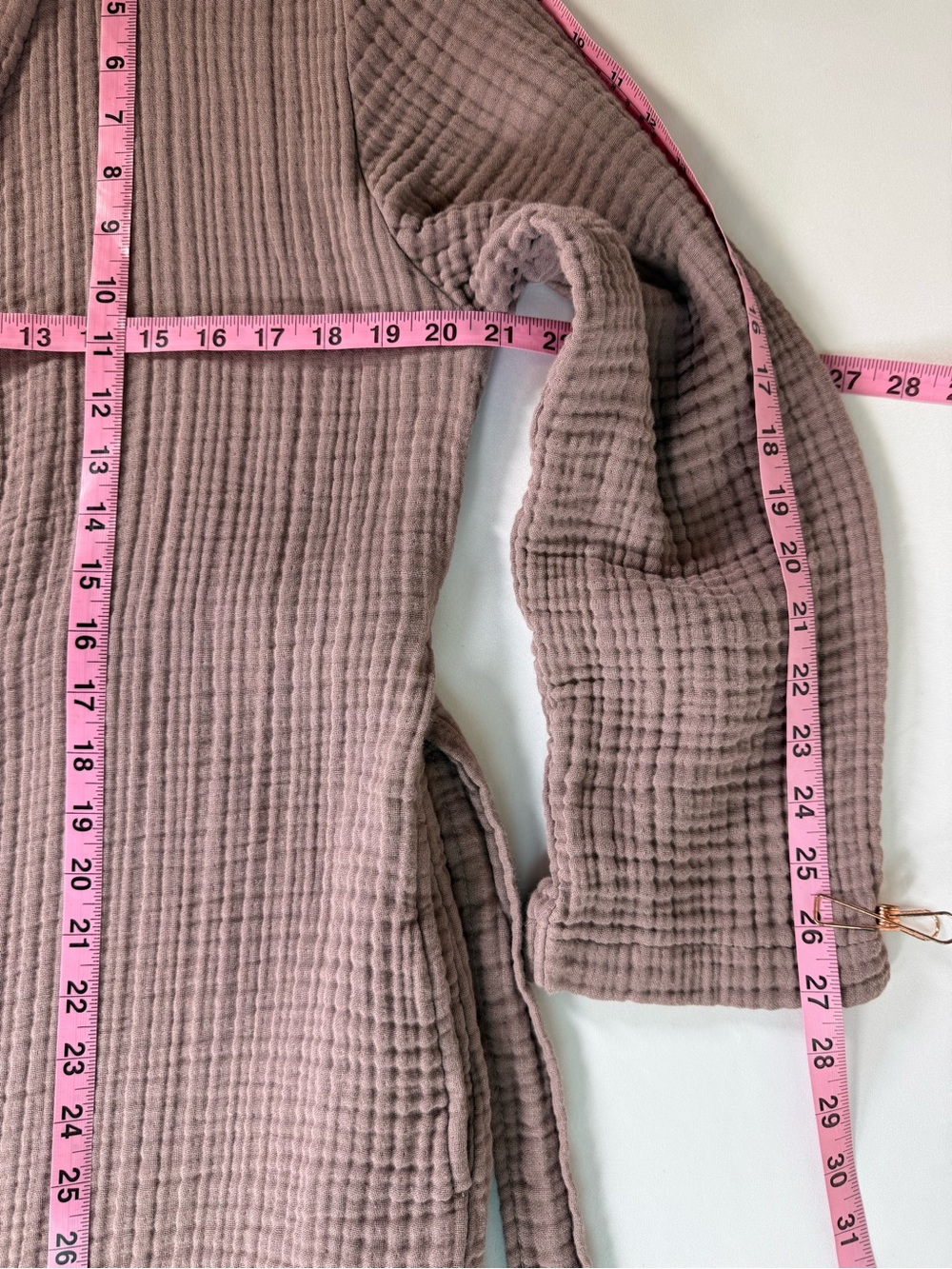 Parachute Robe Waffle Textured Cotton Gauze Kimono Belted 3/4 Sleeve SMALL EUC - Picture 15 of 16